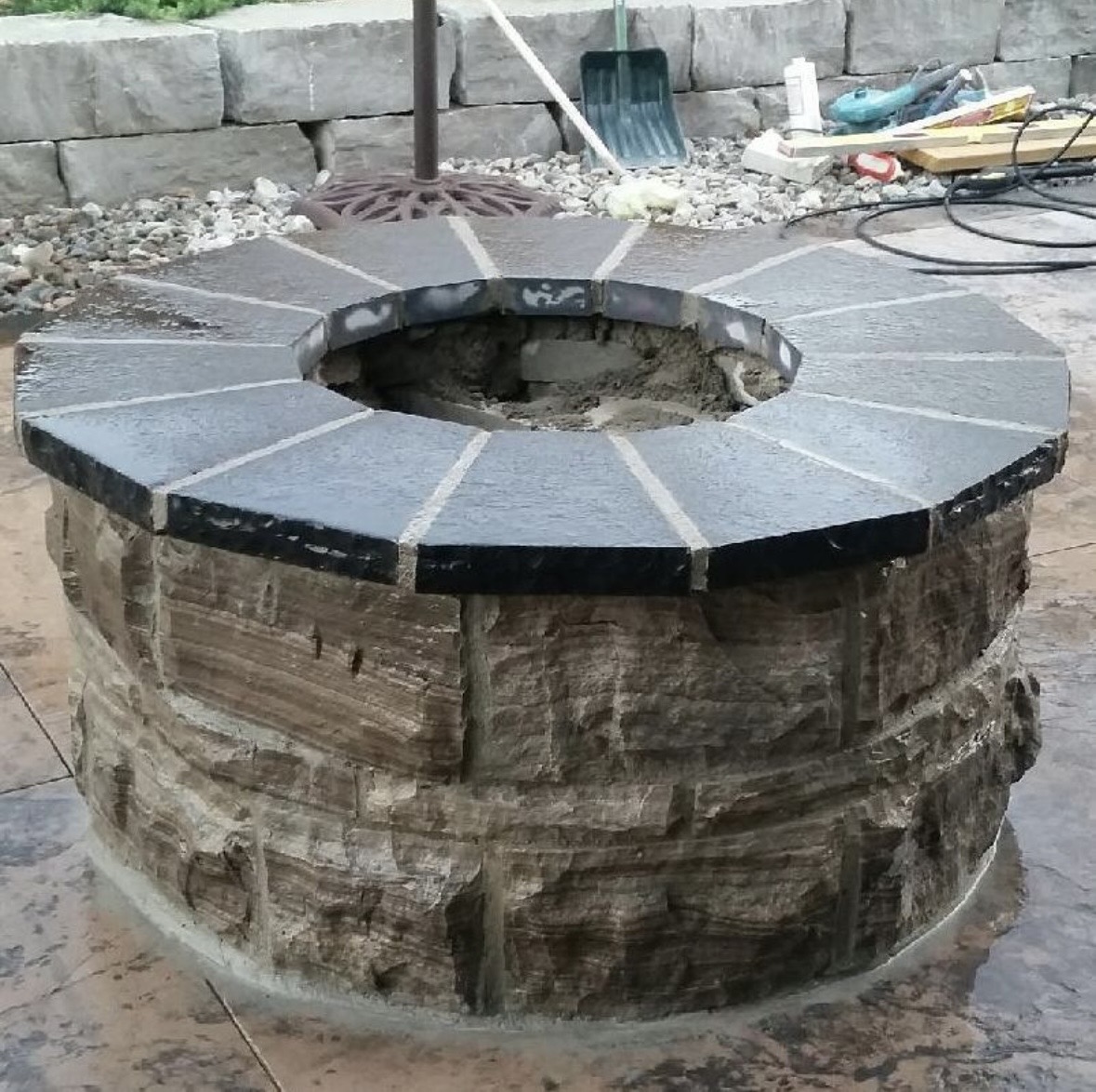 Stone fire pit cap